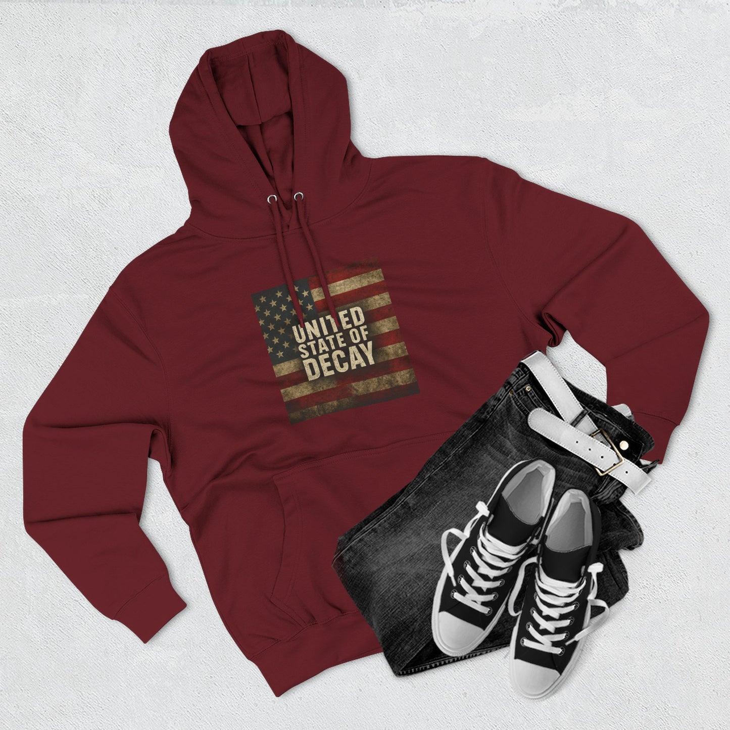 UNITED STATE OF DECAY, Cozy Sweatshirt, Perfect Gift for Veterans, Patriotic Apparel, Unisex Hoodie
