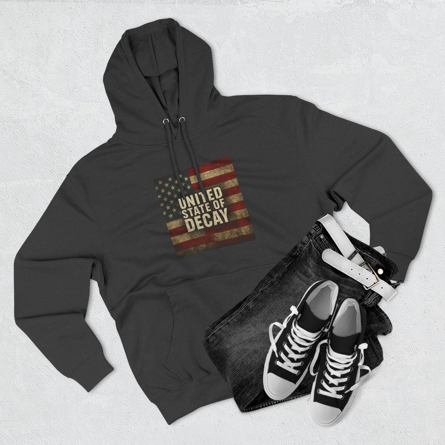 UNITED STATE OF DECAY, Cozy Sweatshirt, Perfect Gift for Veterans, Patriotic Apparel, Unisex Hoodie