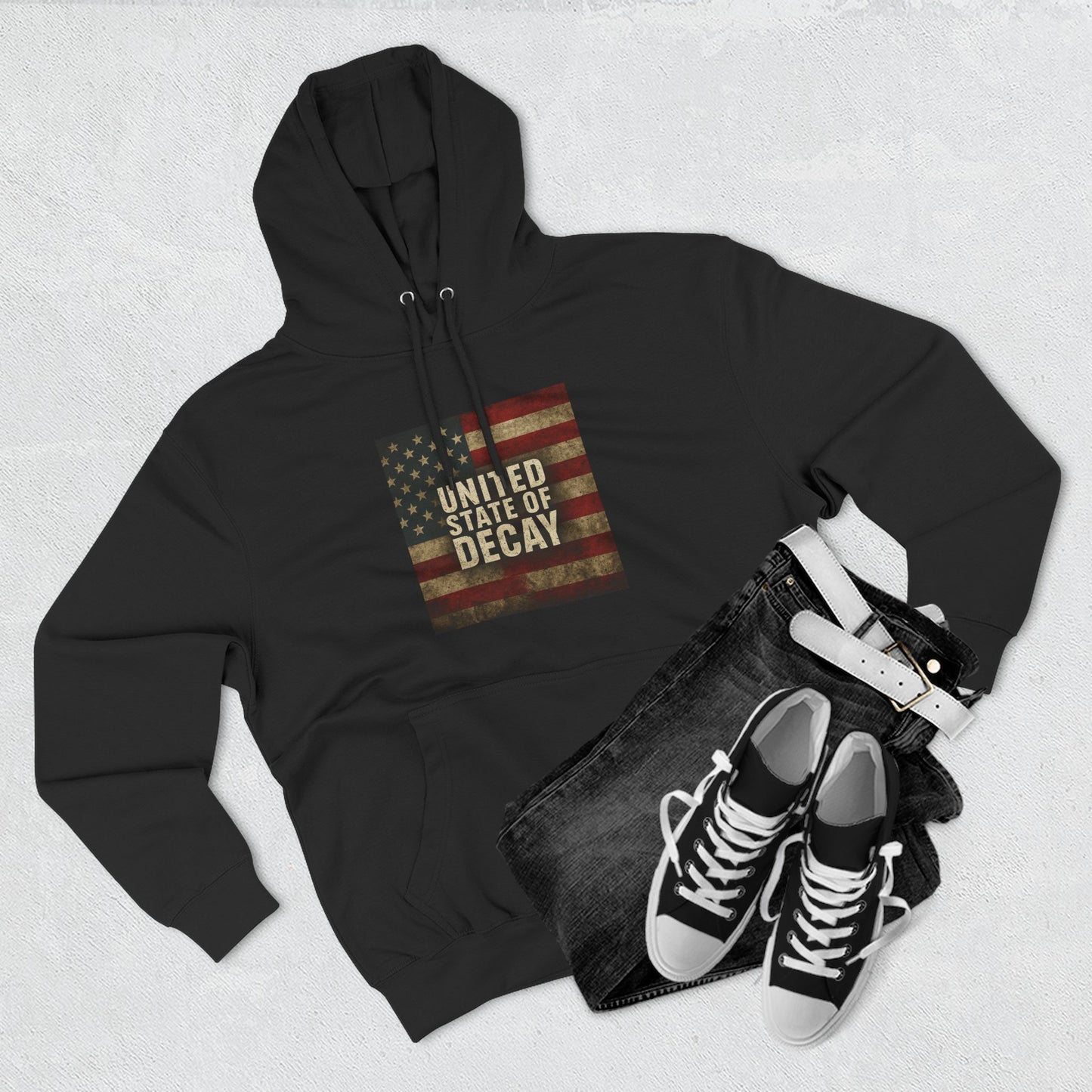 UNITED STATE OF DECAY, Cozy Sweatshirt, Perfect Gift for Veterans, Patriotic Apparel, Unisex Hoodie